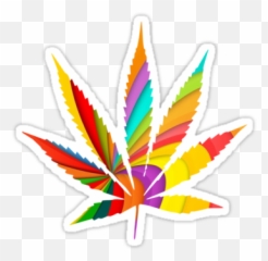 Psychedelic Weed Leaf Download - Marijuana Outline Cannabis Png