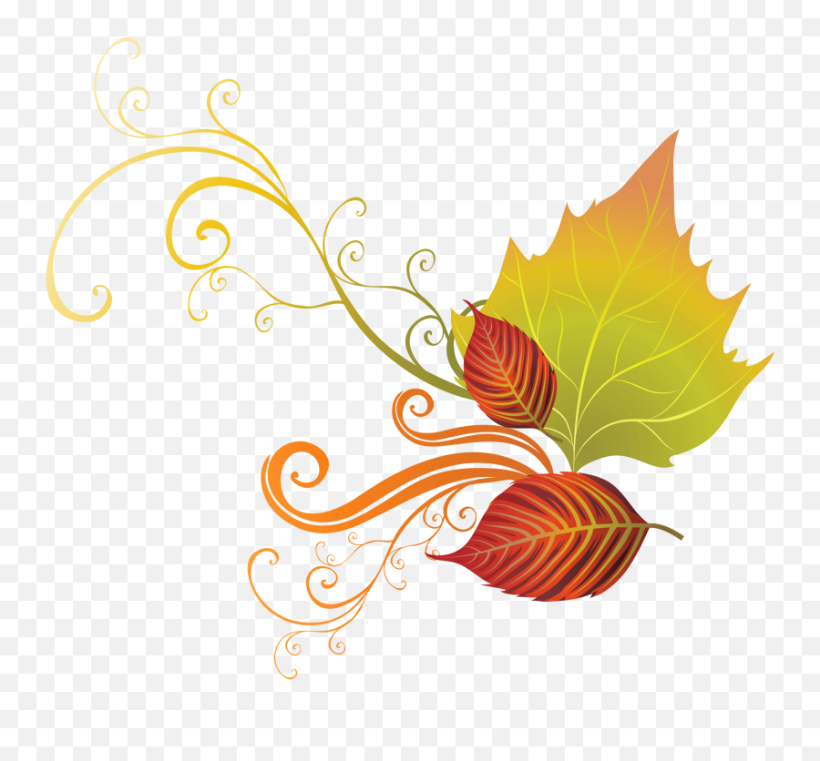 Fall Leaf Decor Hibiscus Clip Art - Cartoon Fall Leaves Png,Autumn Border Png