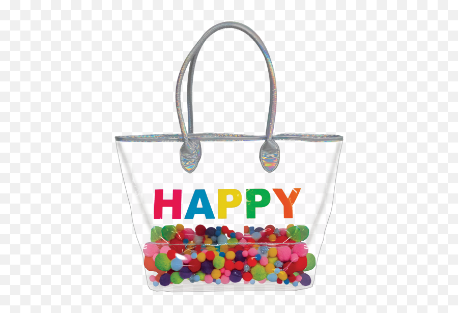 Iscream Happy Pom Poms Clear Tote Bag - Holographic Clear Bag Png,Pom Poms Png