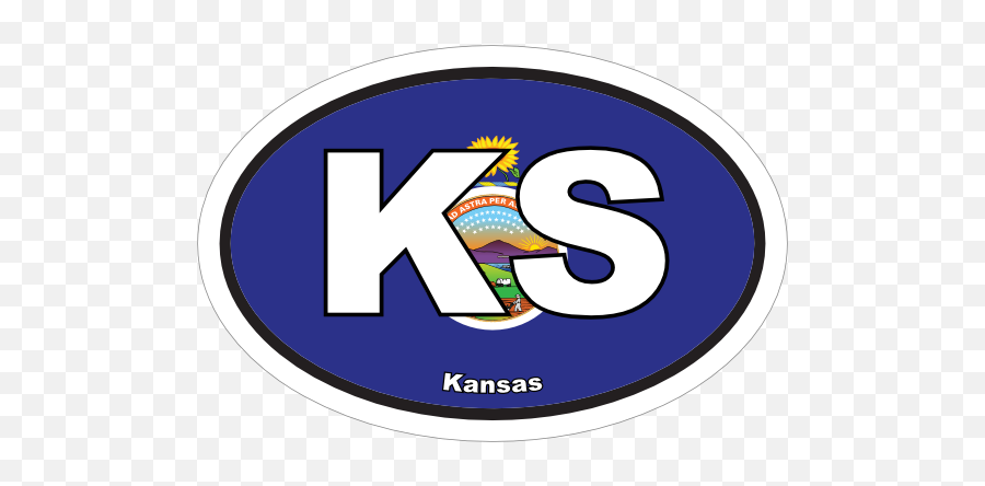 Kansas Ks State Flag Oval Sticker - Language Png,Ks Icon