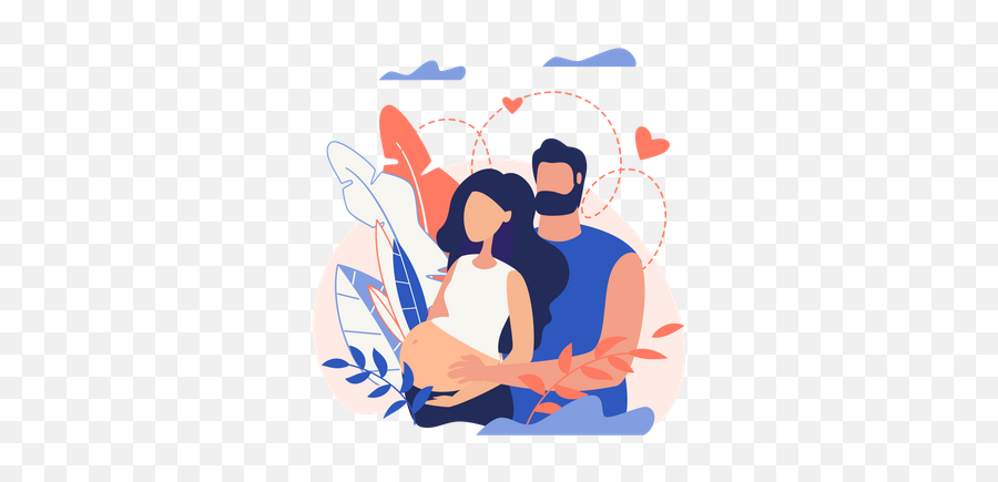 Best Premium Pregnant Lady With Her Husband Illustration Png Woman Icon Vector