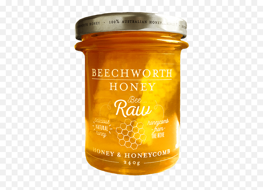 Bee Raw Honey Honeycomb 240g Jar - Beechworth Honeycomb Png,Honey Transparent