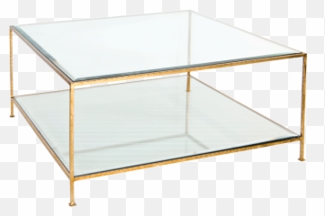 Download Classy Design Gold Square Coffee Table Glass Tables - png