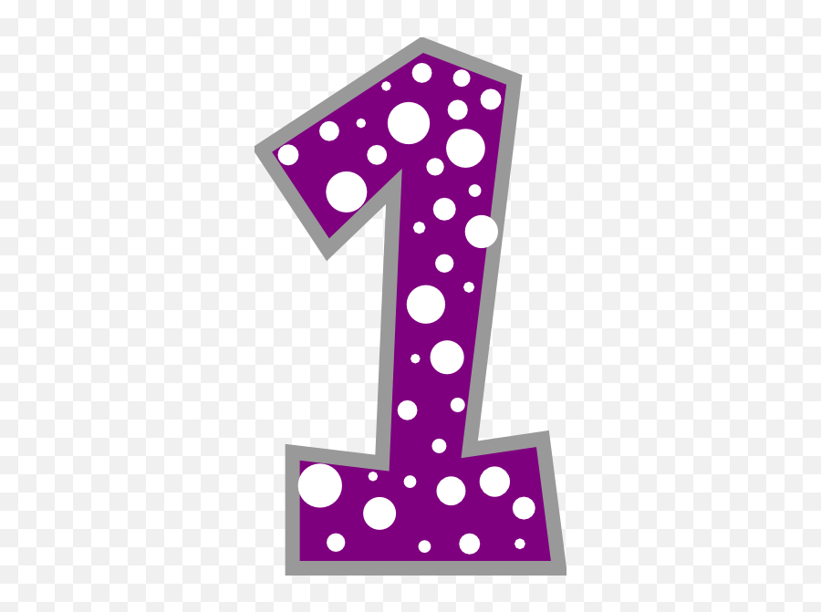 Purple Number 1 Cliparts - Polka Dot Number One Png,Number 1 Transparent