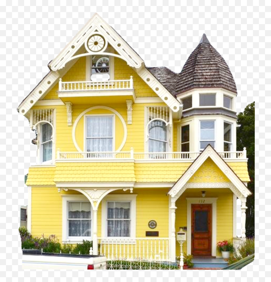Pacific Grove Victorian Homes Png - Yellow Victorian House,Homes Png