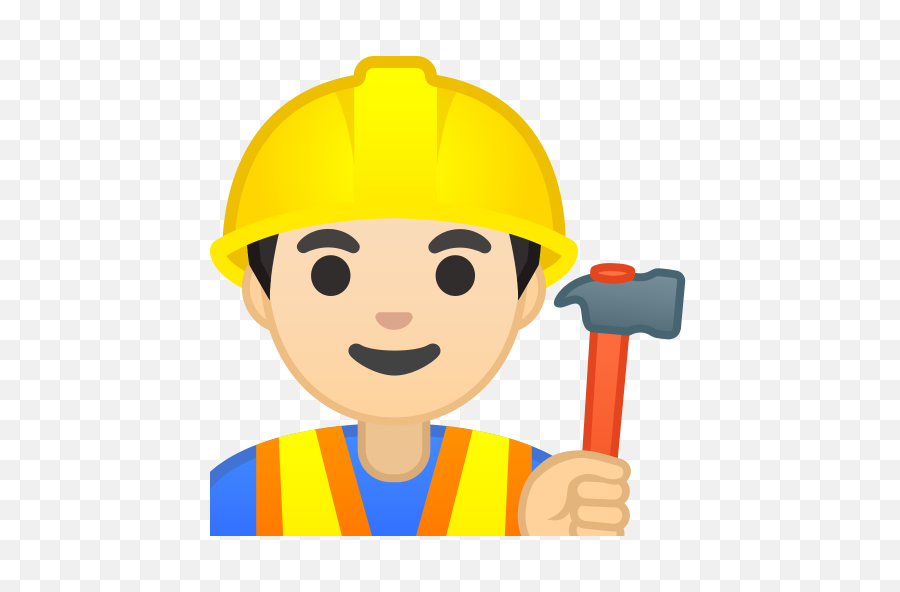 Man Construction Worker Light Skin Tone - Emoji Chef Png,Man Emoji Png