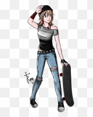 Download Skateboarding Drawing Anime Girl Distribution - Anime Skater Girl Png,Skater Png