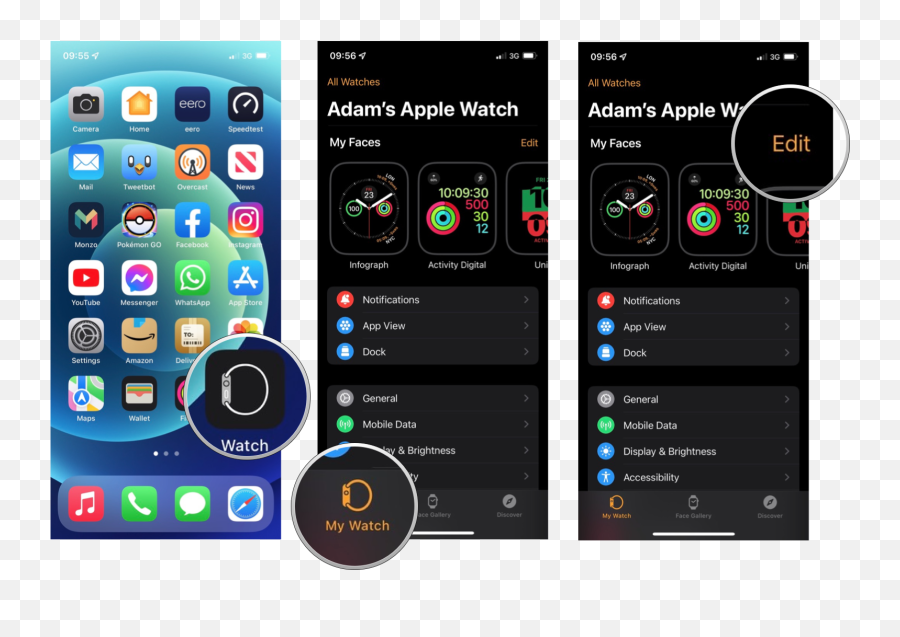 How To Change Your Apple Watch Face Imore - Imessage Silent Png,Remove Clock Icon On Android