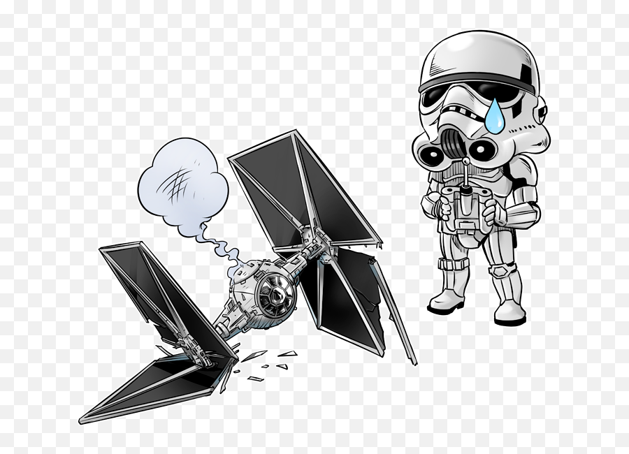 Parody Of One Piece Stromtrooper Sd Caricature And His Tie - Stormtrooper Drone Png,Tie Fighter Icon