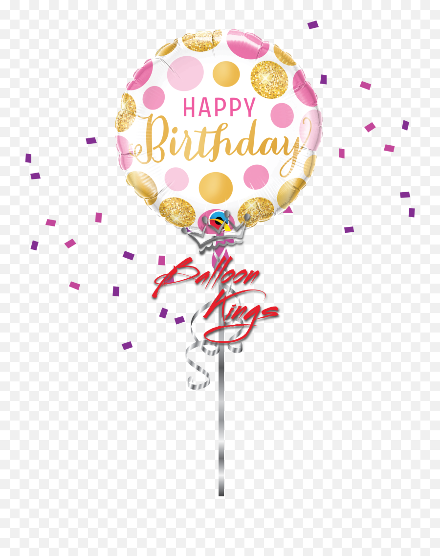 Birthday Pink U0026 Gold Dots - Qualatex Foil Happy Birthday Balloon Png,Gold Dots Png