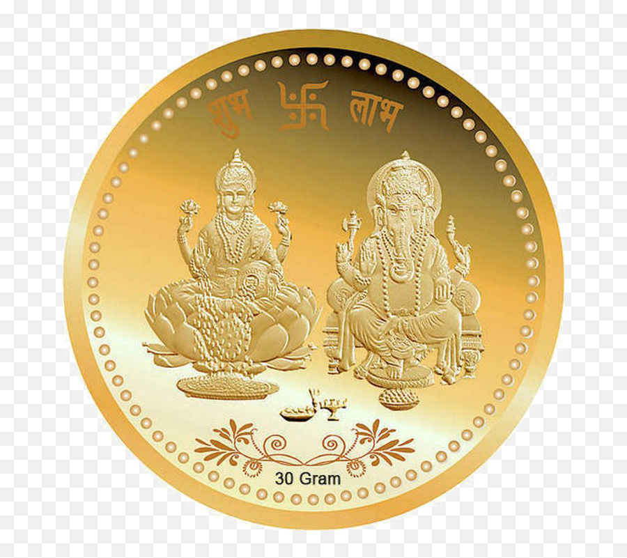 Download Hd Lakshmi Gold Coin Png Photo - Lakshmi Ganesh 10 Gram Gold Coin Price,Gold Coins Png
