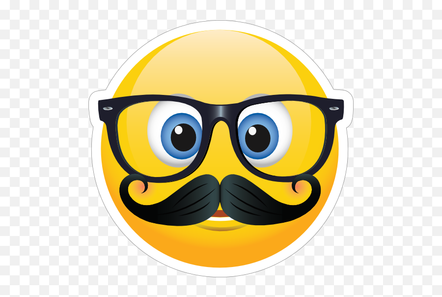 Cute Mustache And Glasses Emoji Sticker - Emoji Glasses Png,Glasses Emoji Png