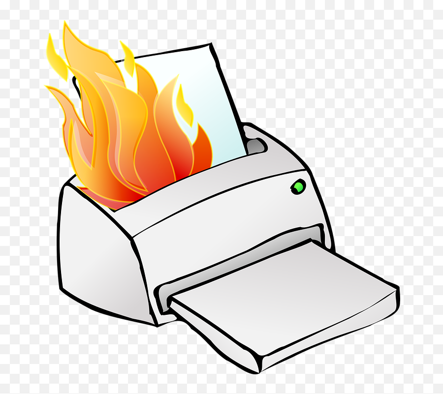 Printer Fire Flames - Printer Clip Art Png,Burning Paper Png