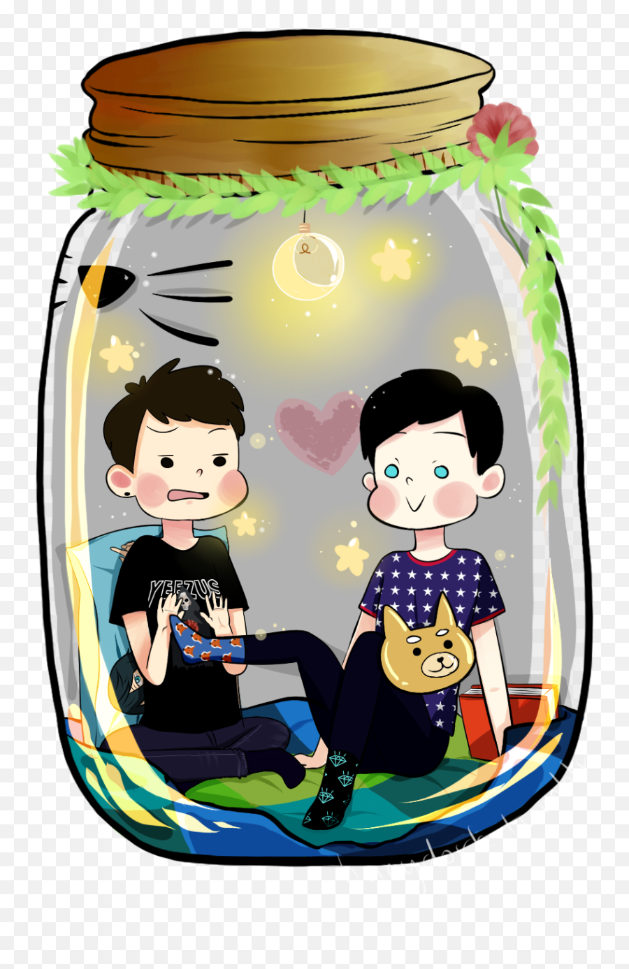 Download Mini Phan In The Jar Here Is Dan And Phil - Happy Png,Jar Jar Binks Transparent