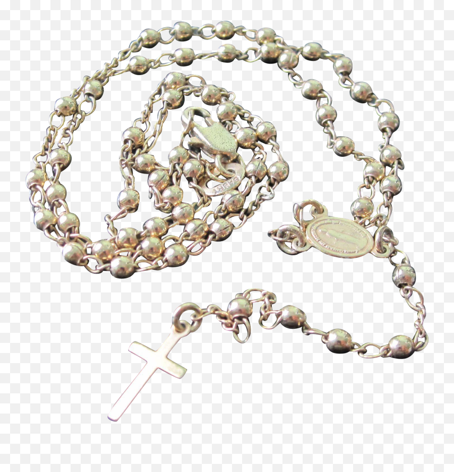 Vintage Gold Tone Rosary With Sacred Heart Medallion - Gold Rosary Beads Transparent Background Png,Gold Heart Png