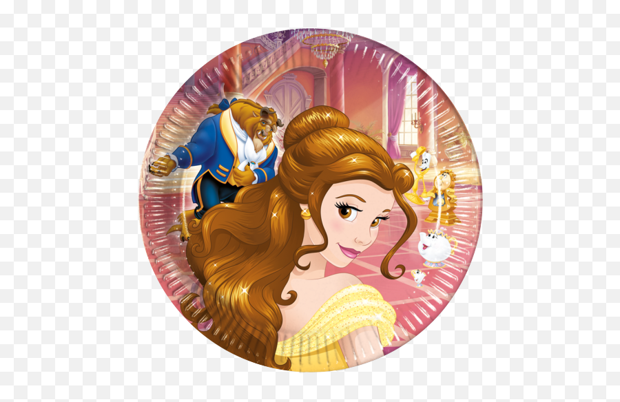 Belle Beauty U0026 The Beast Party Plates Large 8pcs - Masha And The Bear Round Png,Beauty And The Beast Png