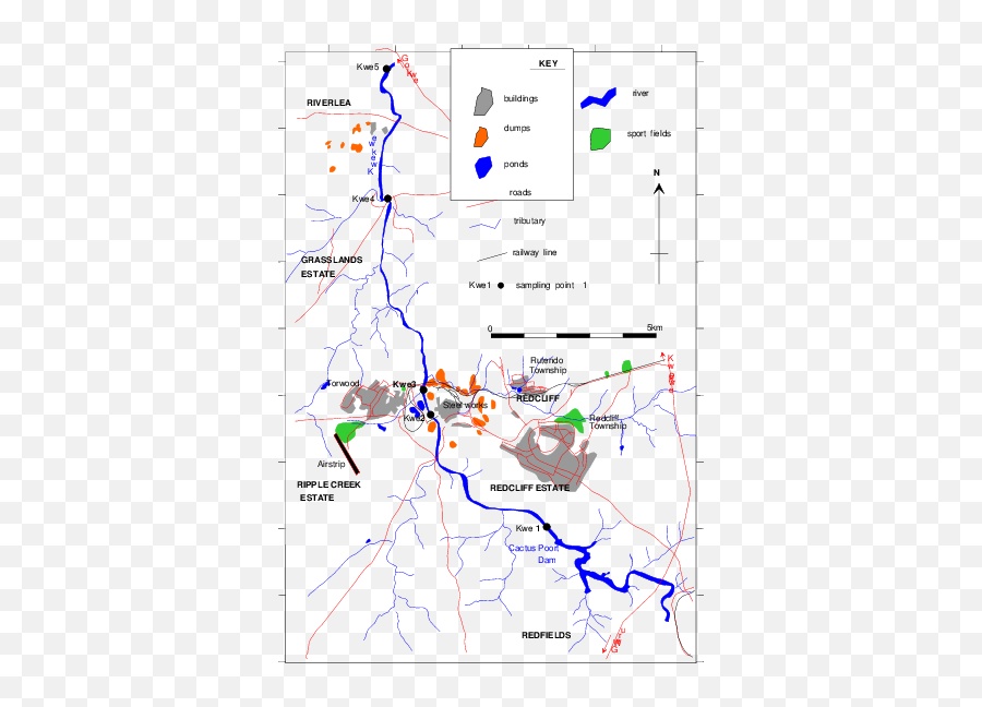 Study Area Map Showing Sampling Sites Along Kwekwe River - Map Png,River Png