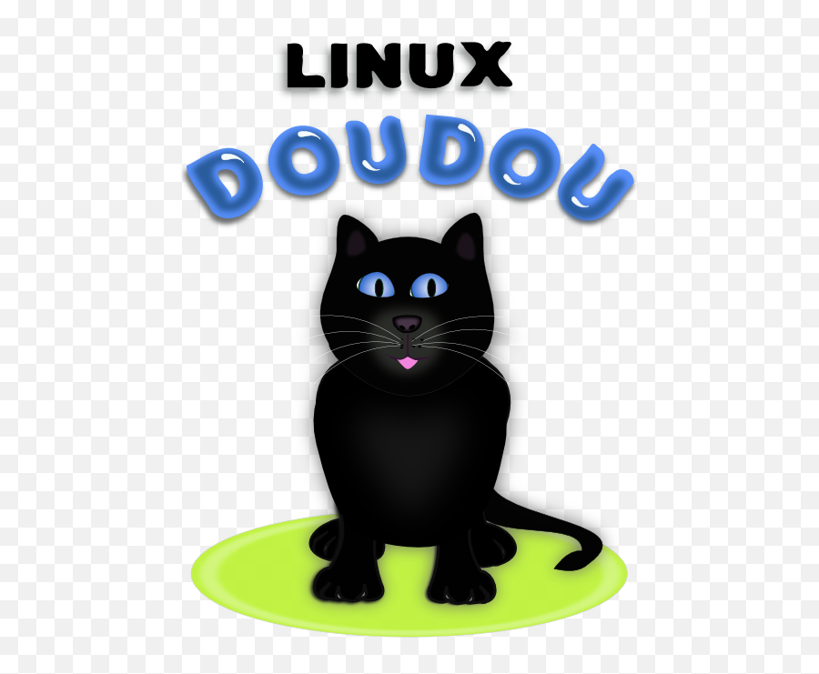 Geek Dou Linux Logo Contest Black Cat Doudou Green - Black Cat Png,Linux Png
