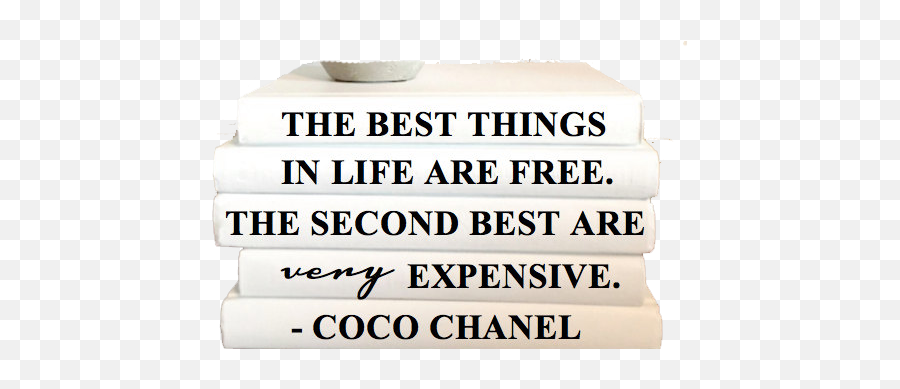 The Best Things In Life Are Free Coco Chanel Decorative Book Set - White Books Black Writing Carmine Png,Coco Chanel Logo Png