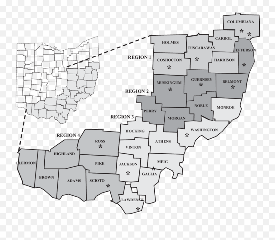 Care Counties And Clinics In Appalachia Ohio Download - Appalachian Ohio Map Png,Ohio Png