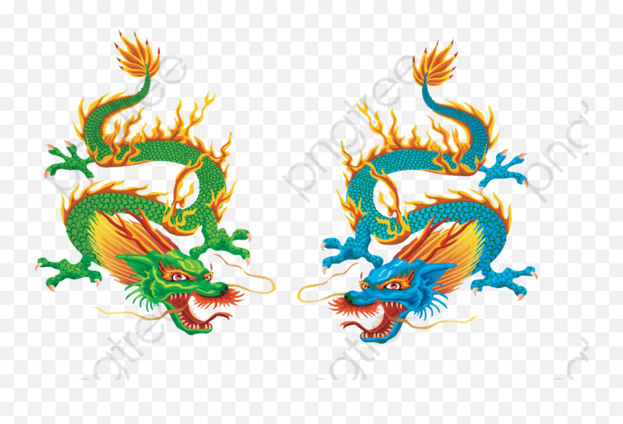 Dragon Clipart Color - Gold Chinese Dragon Png Transparent Twin Dragon Chinese,Chinese Dragon Transparent