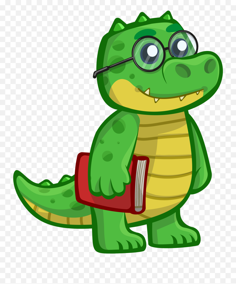 Gator Clipart - Cartoon Dinosaur With Glasses Png,Gator Png