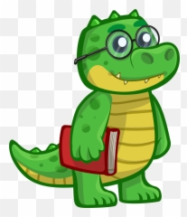 Gator Clipart - Cartoon Dinosaur With Glasses Png,Gator Png