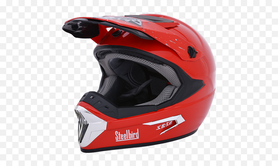 Steelbird Ffh Sb 32 Full Face Motocross Red 60 Cm - Full Face Steelbird Helmet Png,Bike Helmet Png