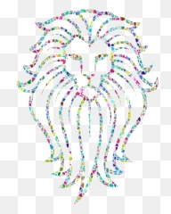 Download Free Png Polyprismatic Tiled Lion Face Tattoo - Drawing