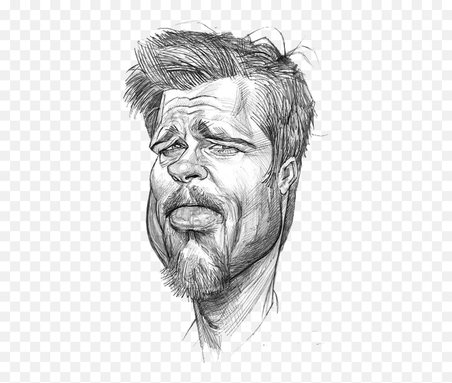 Brad Pitt Png - Brad Pitt Caricature Drawing,Brad Pitt Png