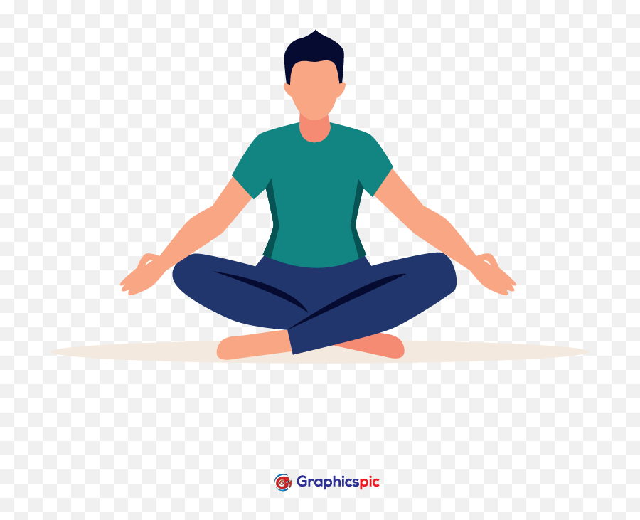Flat Design Of Meditation Concept With - Yoga Day 2021 Poster Modi Png,Man Icon Vector Free