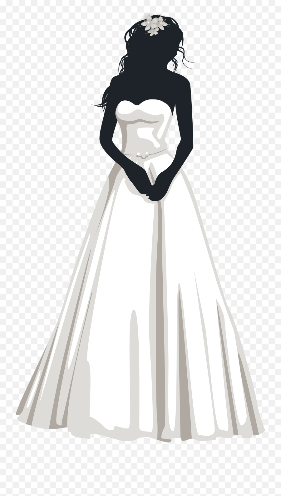Wedding Dress Silhouette Png - Bride Clipart Png,Dress Png