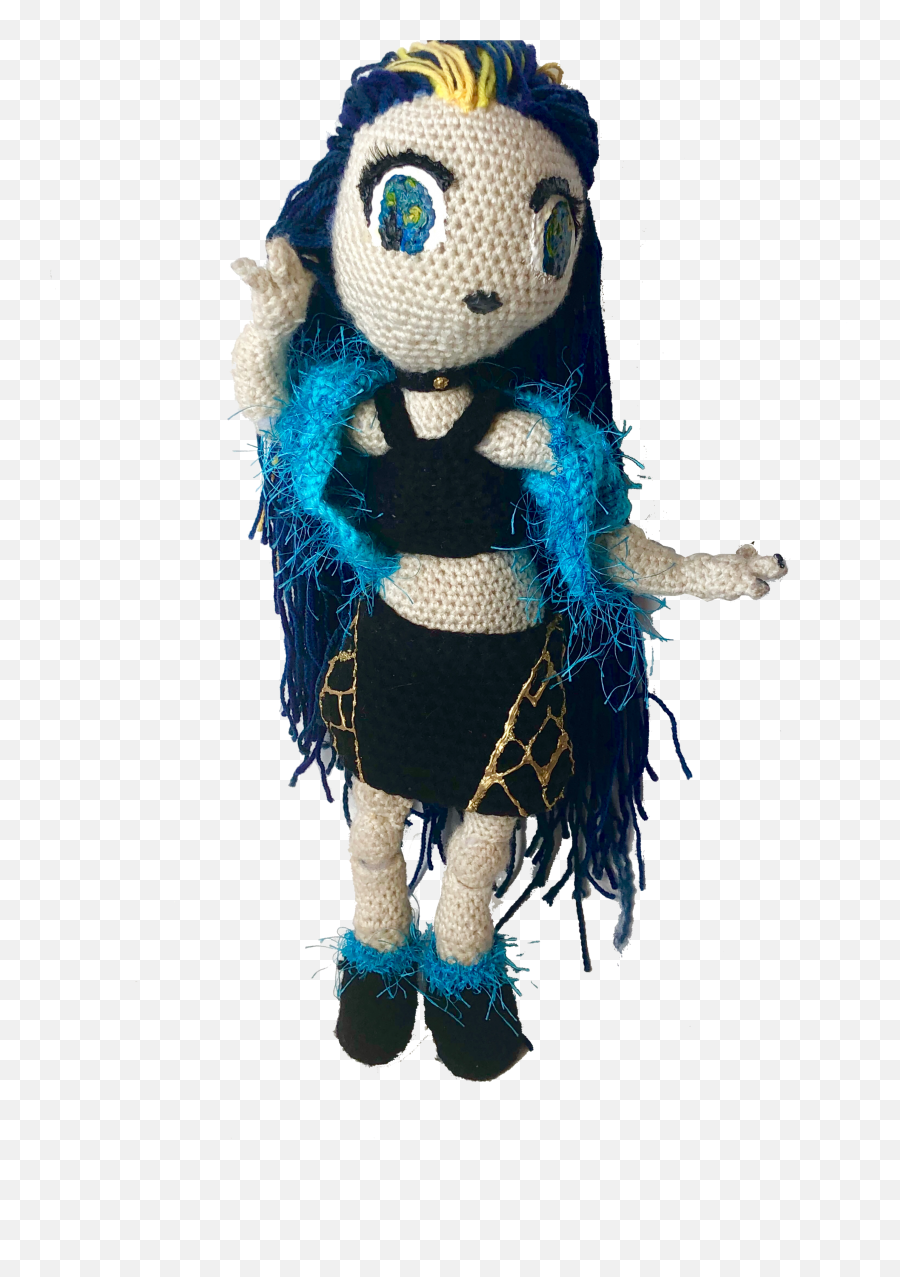 2 Ft Tall Chibi Punk Girl Crochet Doll Knit Fashion Pastel Goth Plush Anime Png