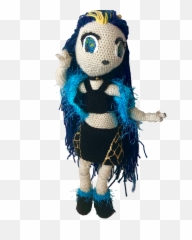 2 Ft Tall Chibi Punk Girl Crochet Doll Knit Fashion Pastel Goth Plush Anime Png