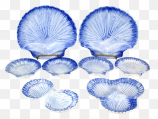 Collection Of Made In Portugal Blue And White Shell Pottery Png