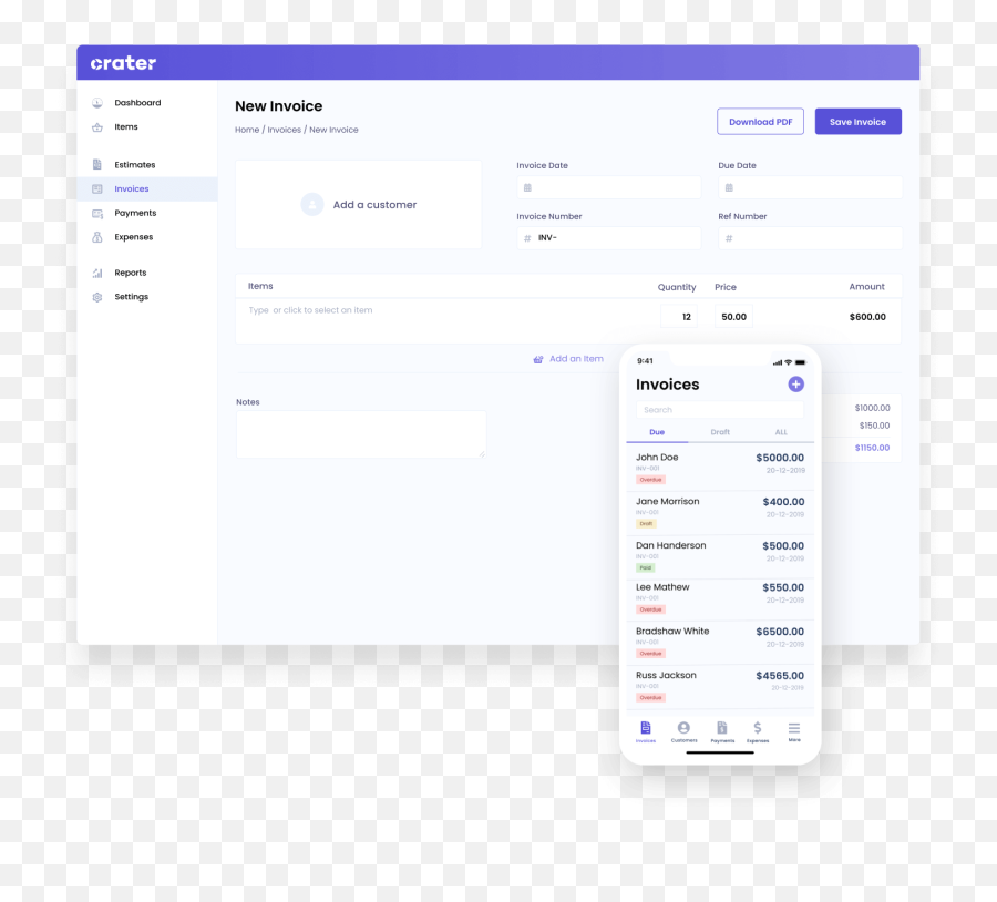 Crater - Open Source Invoicing App Screenshot Png,Crater Png