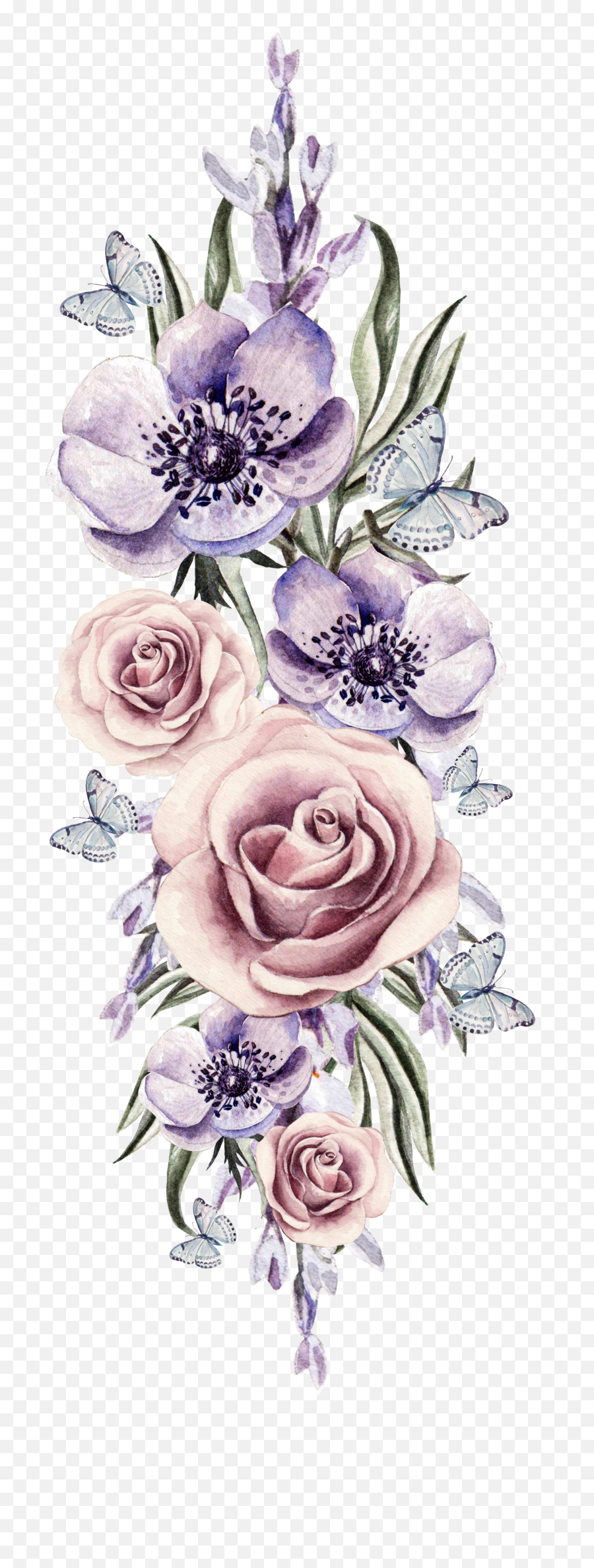 Flower Watercolor Png Pictures Free Download - Free Transparent Background Flowers Png,Roses Transparent Background