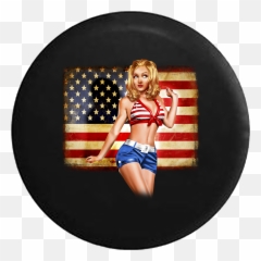 American Flag Pinup Girl Bikini Model Jeep Camper Spare Tire Cover Custom Size - V348 Chris Nilsen Pole Vault Png,Bikini Model Png