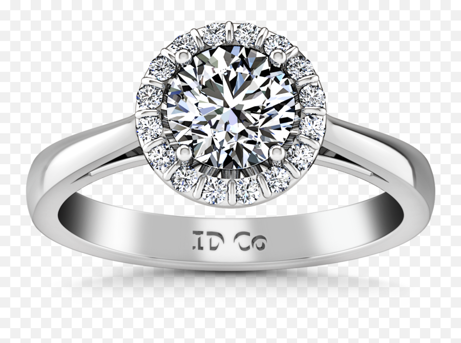 Halo Engagement Ring Soleil 14k White Gold - Ring Png,Halo Ring Png