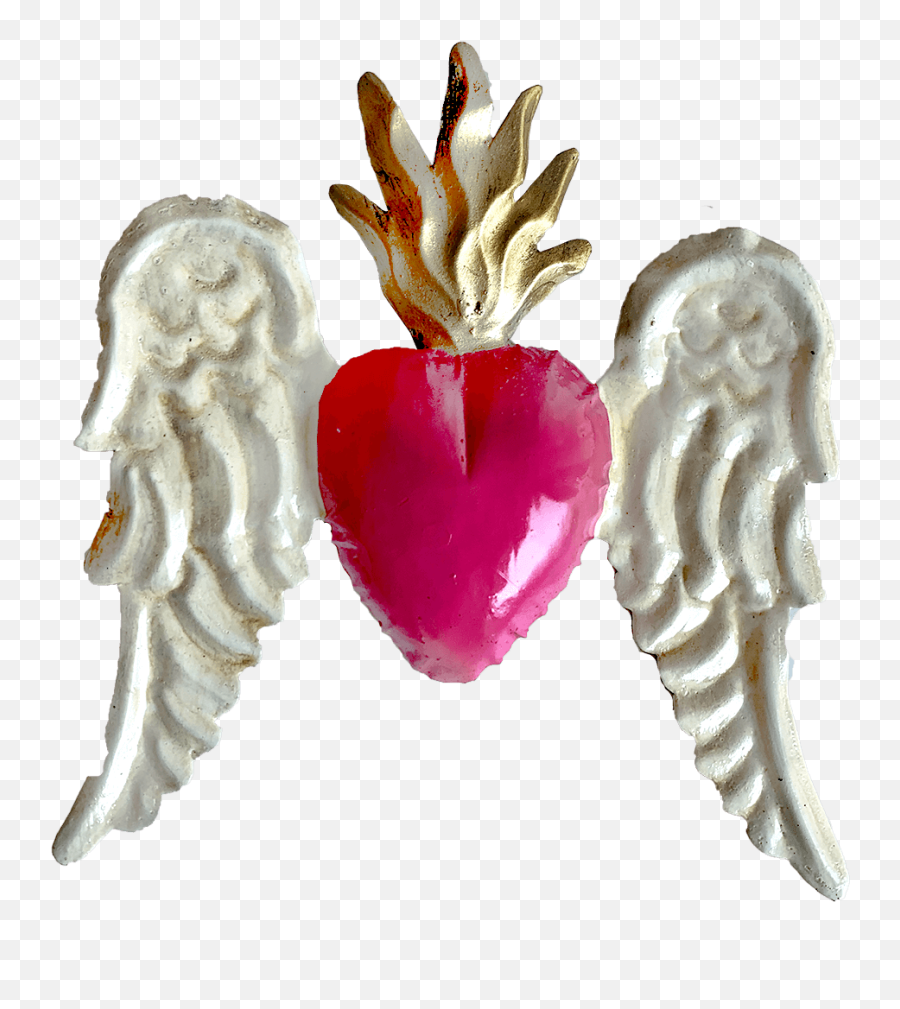 White Shaped Wings Pink Heart - Radish Png,Pink Heart Transparent