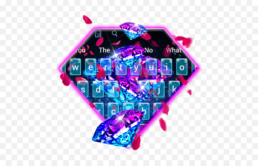 Amazoncom Glowing 3d Diamond Rose Petals Keyboard Theme - Graphic Design Png,Diamond Emoji Png