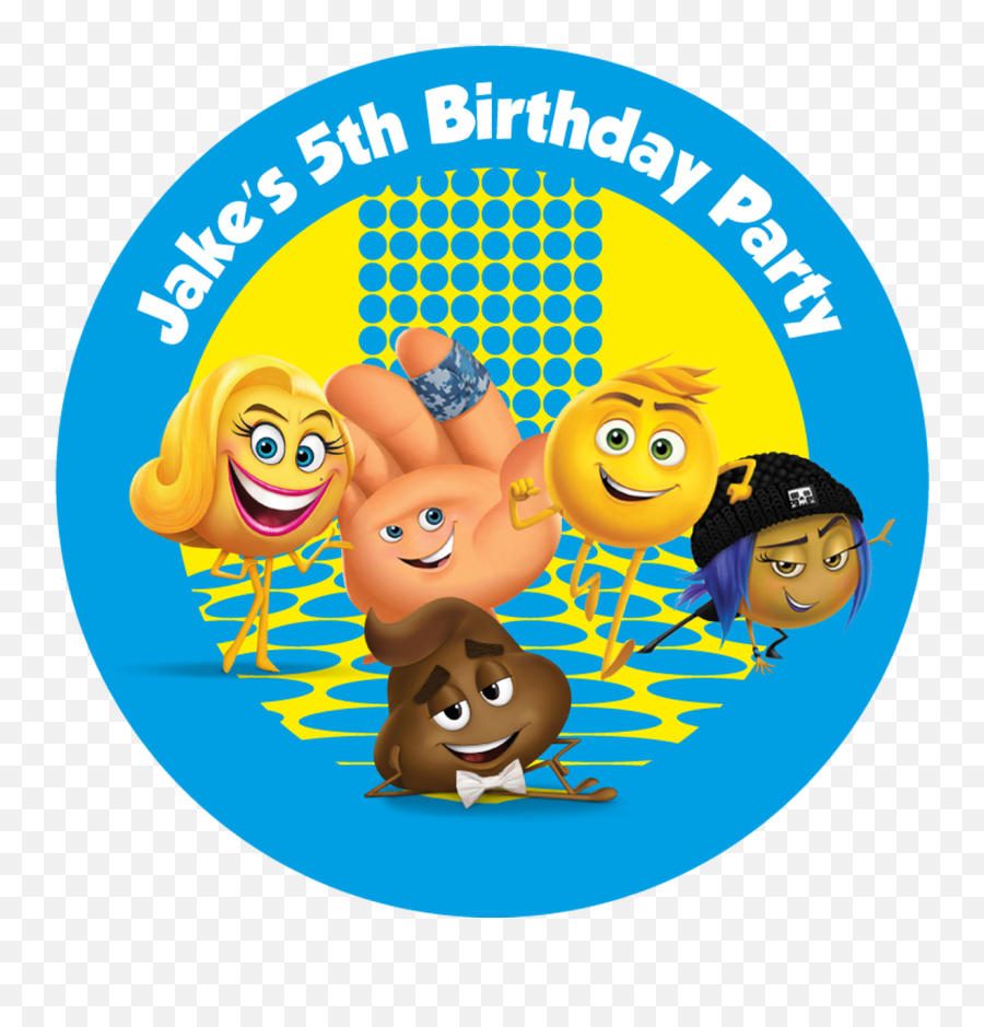 Emoji Party Box Stickers - Happy Png,Emoji Movie Png