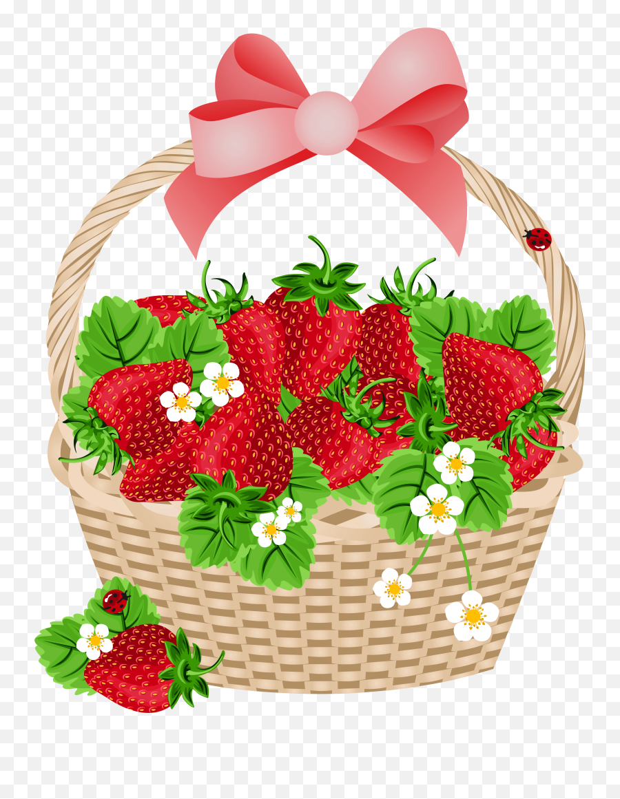 Strawberry Basket Fruit Clip Art - Clipart Strawberry Basket Png,Strawberries Transparent Background