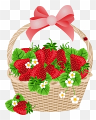 Strawberry Basket Fruit Clip Art - Clipart Strawberry Basket Png,Strawberries Transparent Background