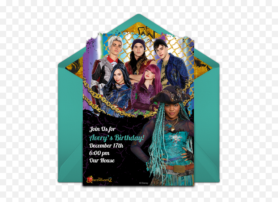 Free Descendants 2 Online Invitation - Punchbowlcom Holi Png,Descendants Png