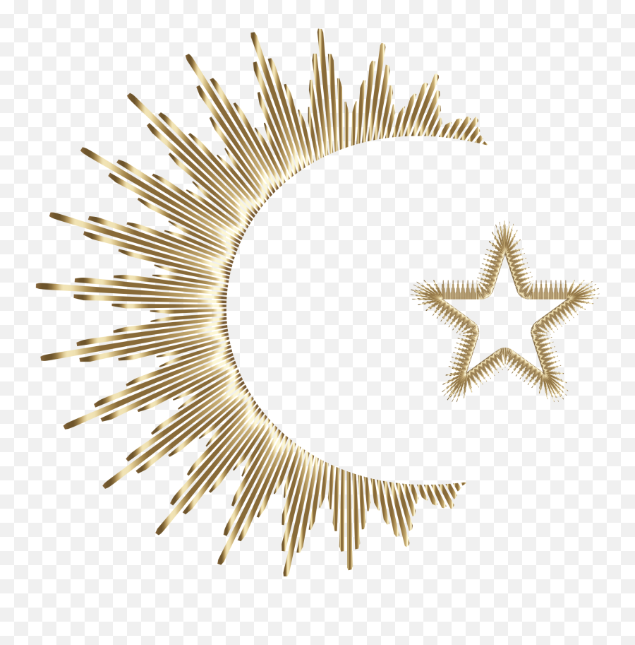 Art Deco Style Crescent And Star Gold - Openclipart Pakistan Moon And Star Logo Png,3d Sun Icon