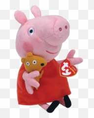 Peppa Pig Red Dress Regular Beanie Babies - Peppa Pig Teddy Bear Png,Peppa Pig Png