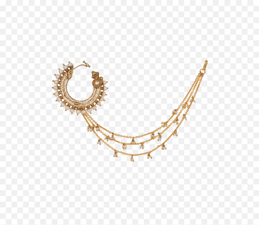 Ashina Gold Plated Pearl Silver Nose - Necklace Png,Nose Ring Png