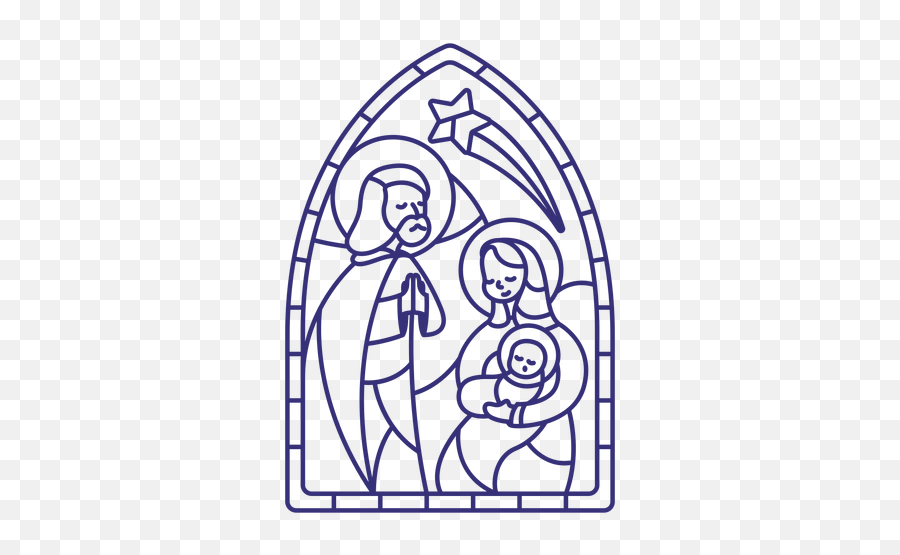 Stained Glass Holy Family Christmas Stroke Transparent Png - Silueta Sagrada Familia Vector,Icon Of Holy Family