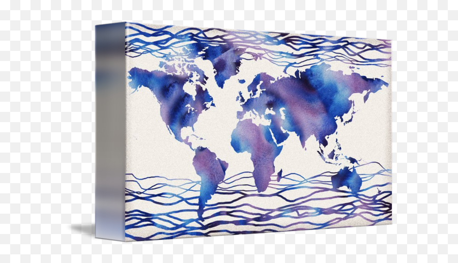 Blue Watercolor World Map By Irina Sztukowski Png